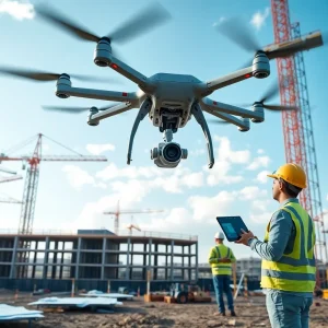 A construction site utilizing AI technology to improve efficiency.