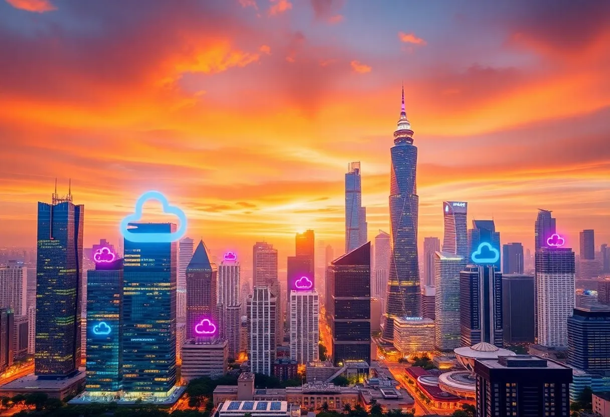 Modern data centers in an Asia-Pacific city