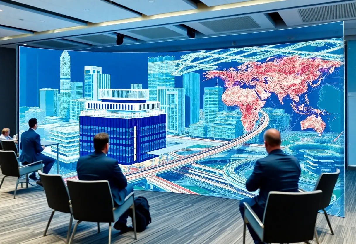 Visual representation of BIM and GIS integration at the Autodesk and Esri conference.