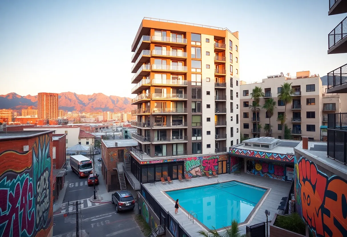 Modern multifamily residential building in Denver's River North Art District
