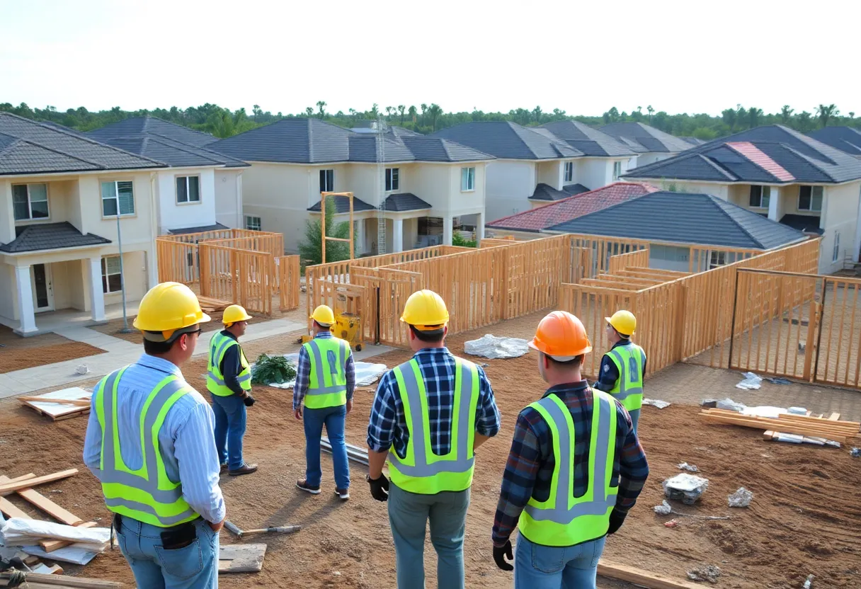Workers at a Florida home construction site
