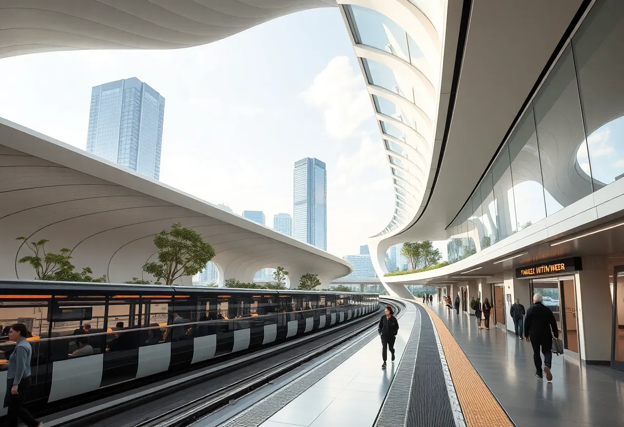 Modern architecture of a Grand Paris Express station