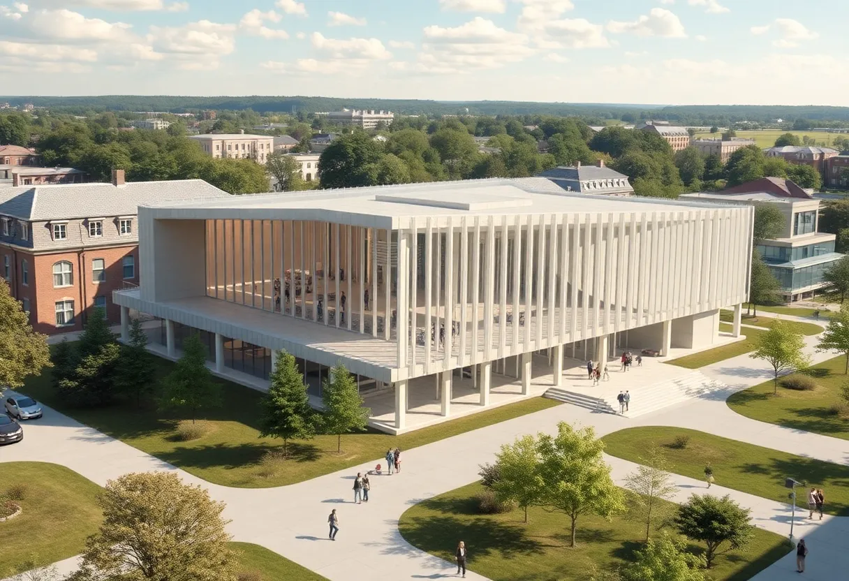 Architectural design of Grimes Engineering Center at UC Berkeley