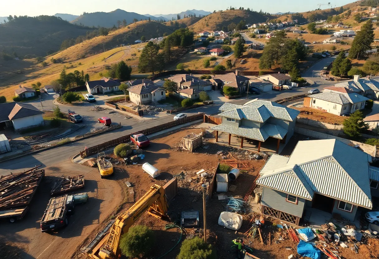 Construction site in Pacific Palisades after wildfires