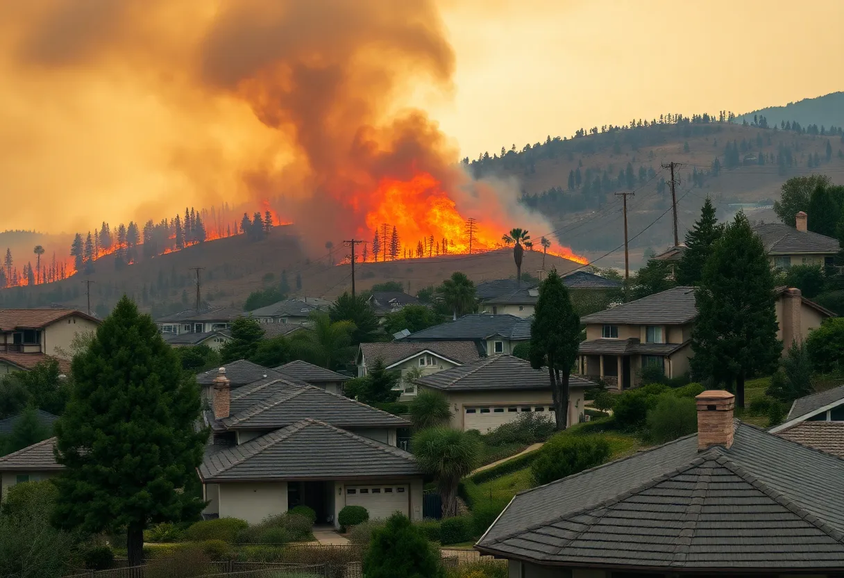Wildfire destruction affecting homes in California