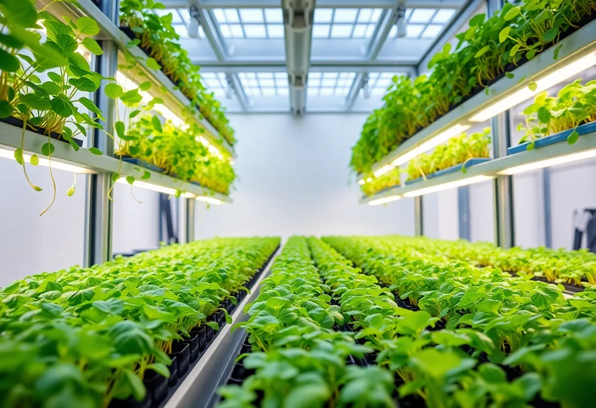 Indoor vertical farm with fresh microgreens