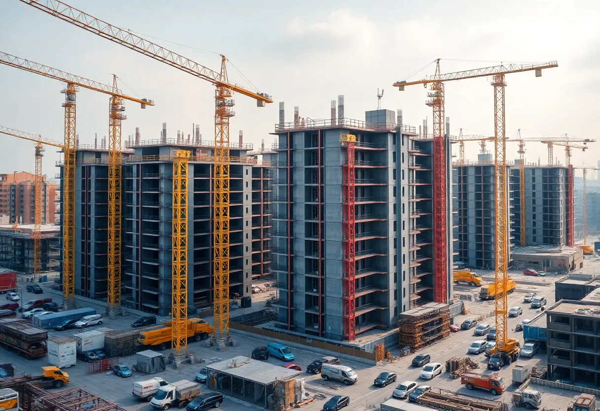 Construction site illustrating growth in building permits