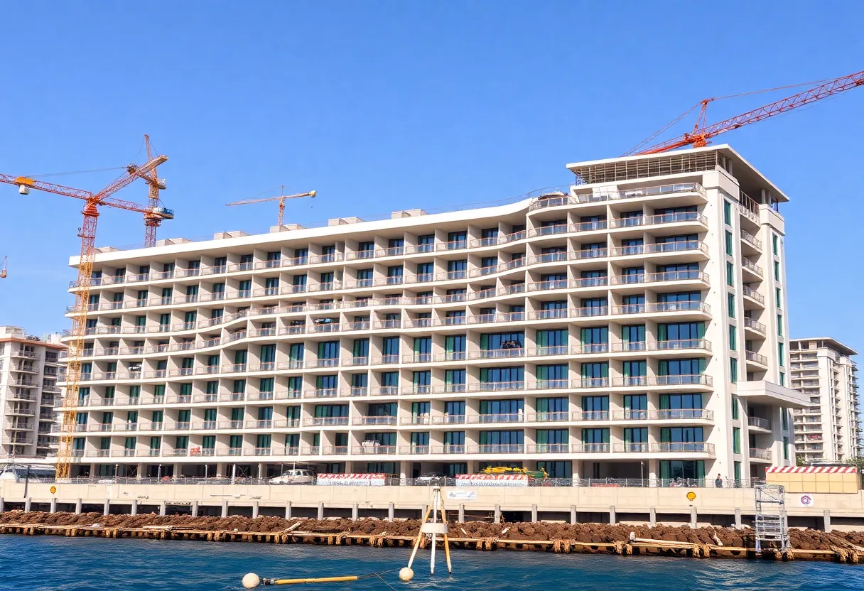 Construction of Compass by Margaritaville hotel in Cape Canaveral