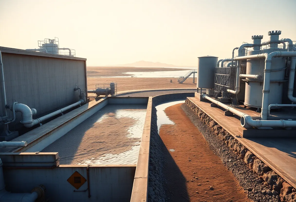 Ultrasonic sand cleaning device beside a coastal desalination and DAC pilot facility