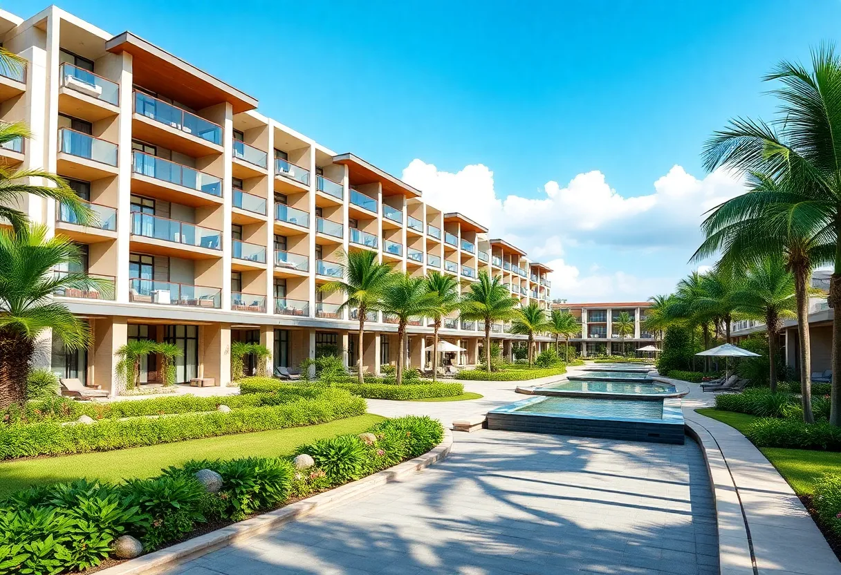 Modern multifamily residential development with resort-style amenities in Naples.