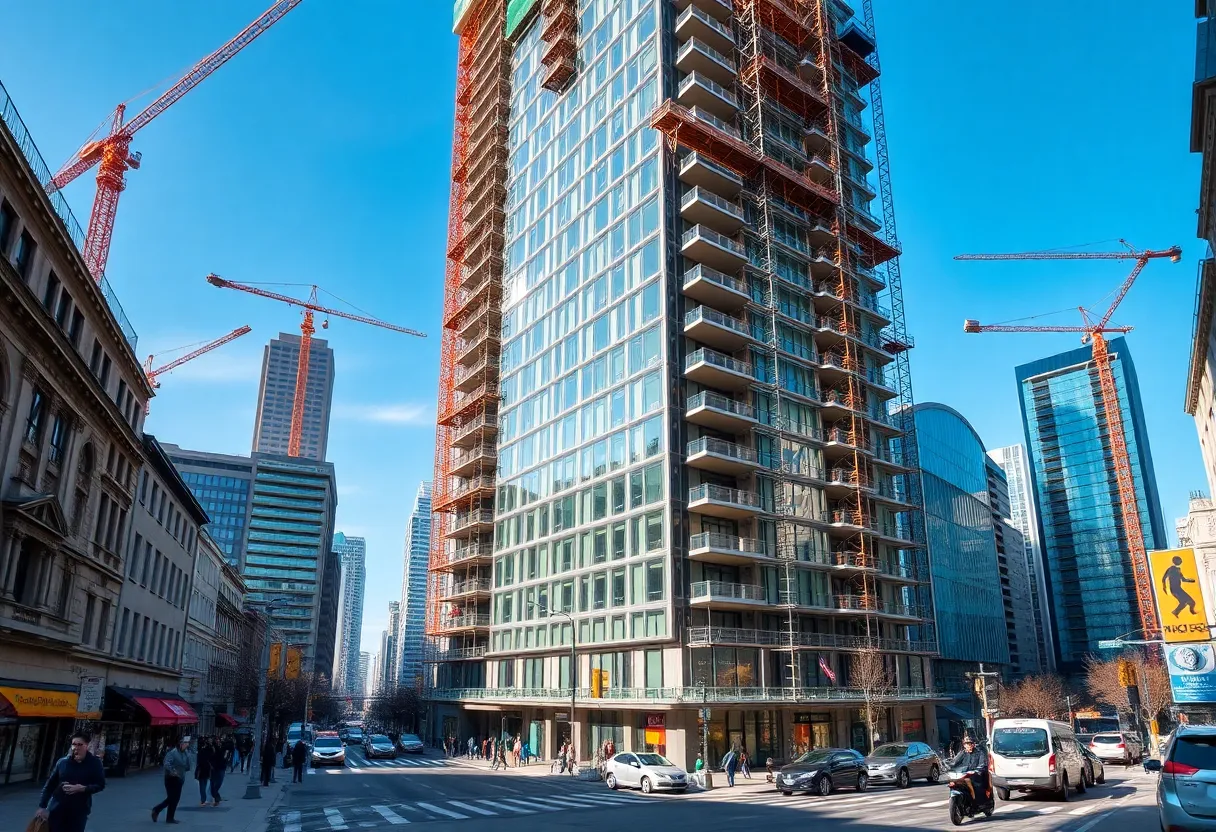 Construction of a mixed-use tower in Chicago's Fulton Market