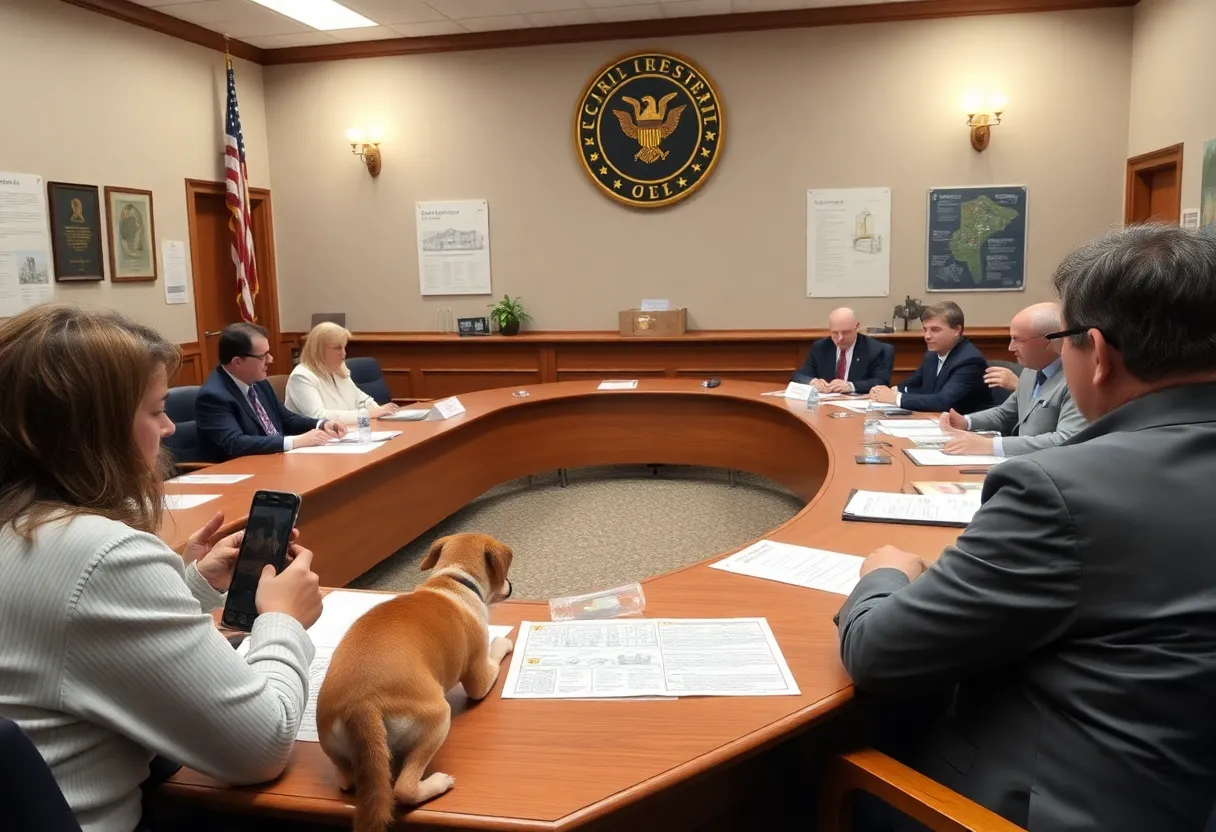 Alderpersons of the Noel Board discussing updates in a meeting room.