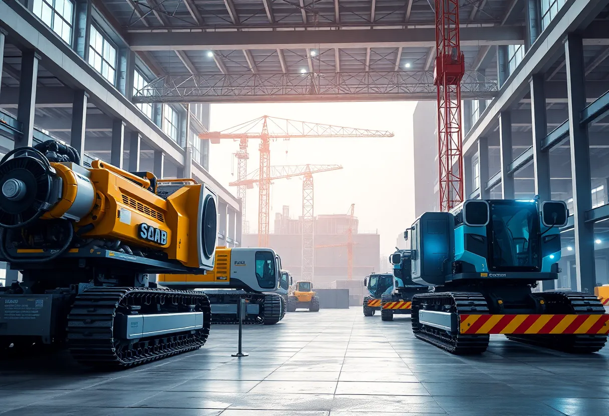 Modern construction equipment with advanced engines on a job site