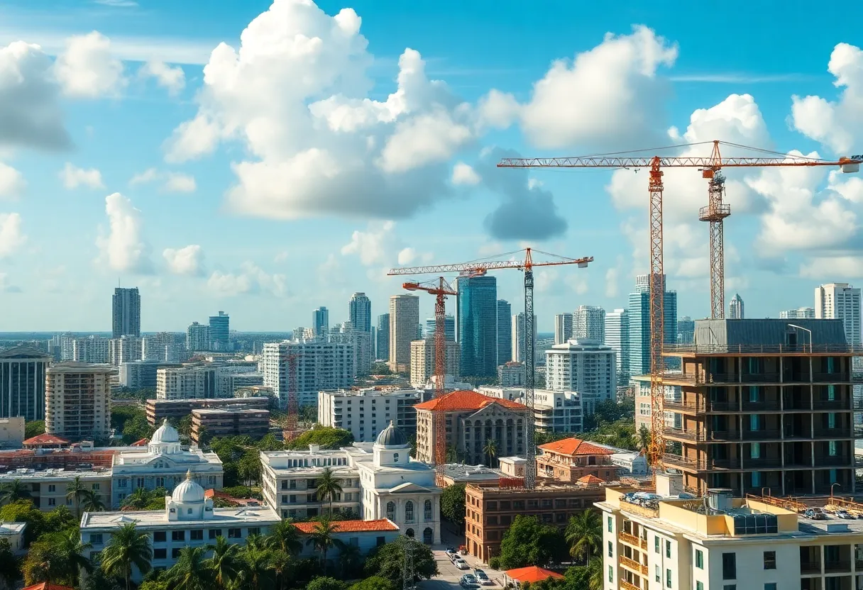 Miami cityscape highlighting construction and housing developments