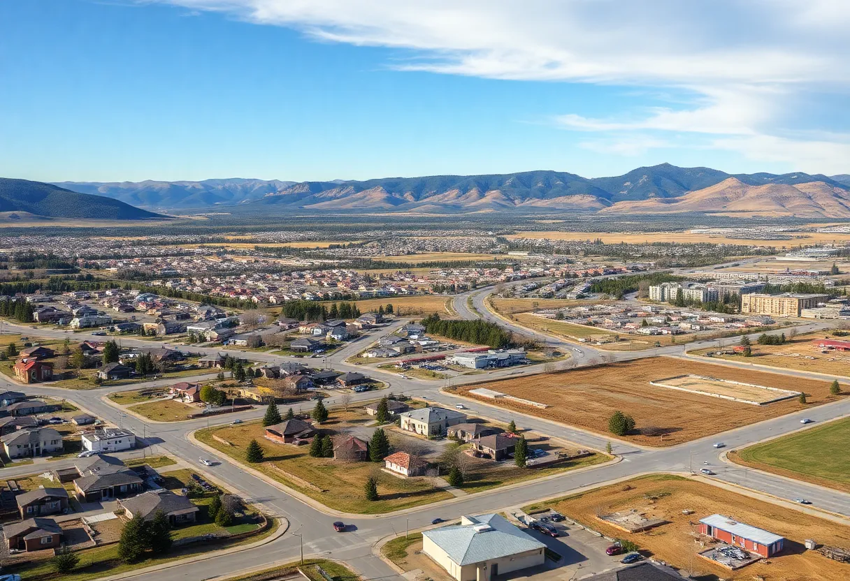 Urban scenery of Missoula with construction activity
