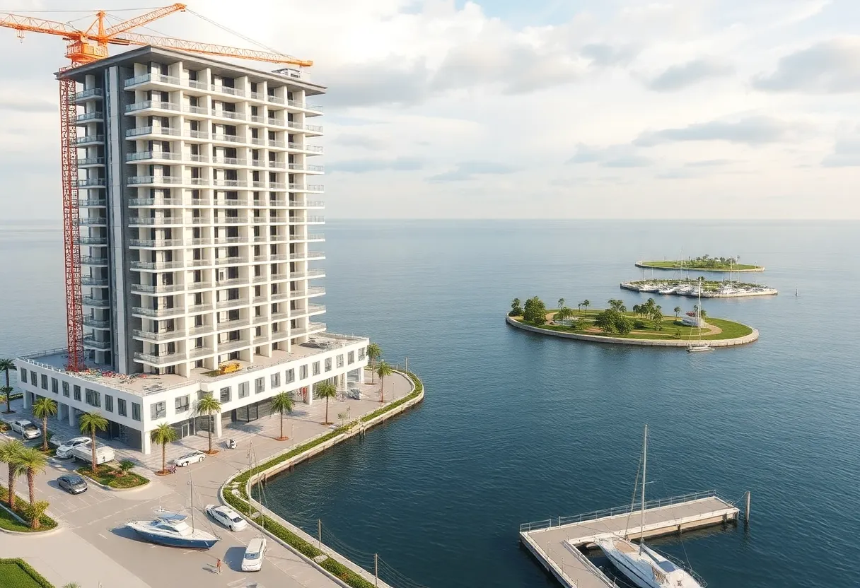 Rendering of eight-story Residences at Marina Village near Riviera Beach waterfront