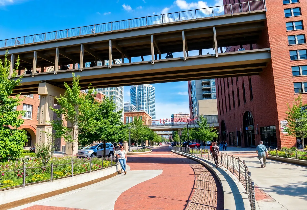 Construction of pedestrian bridges and green corridors in Birmingham's Riverchase redevelopment project