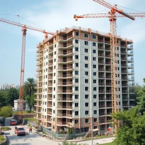 Construction workers at Champlain Towers South site in Miami Beach