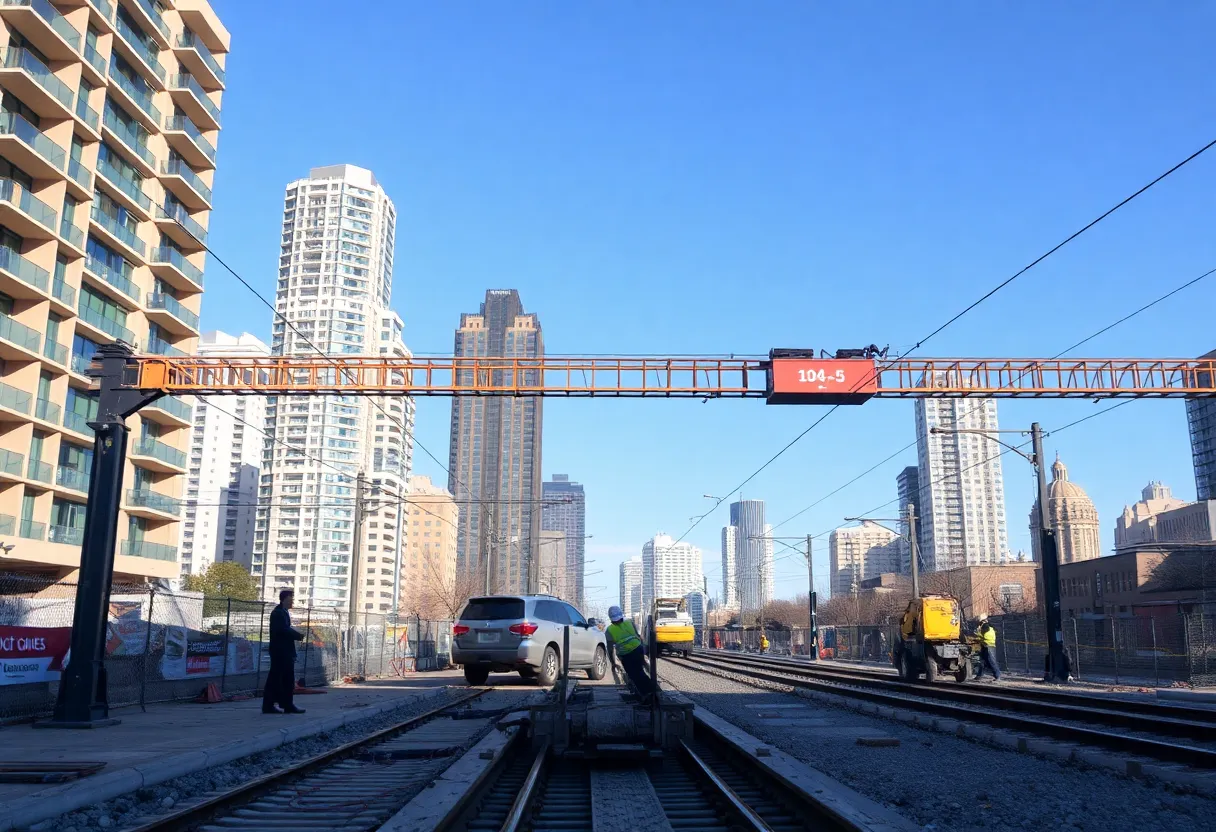 Construction site of the light rail extension in Charlotte