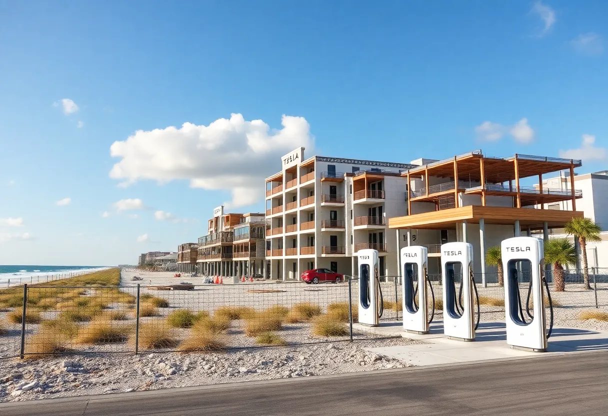 Construction of Tesla Supercharger stations in Daytona, Florida