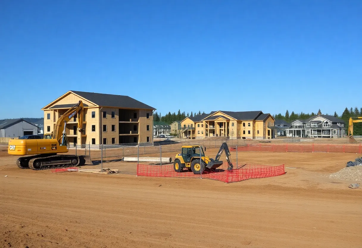 An empty construction site in Washington representing the decrease in residential building permits.