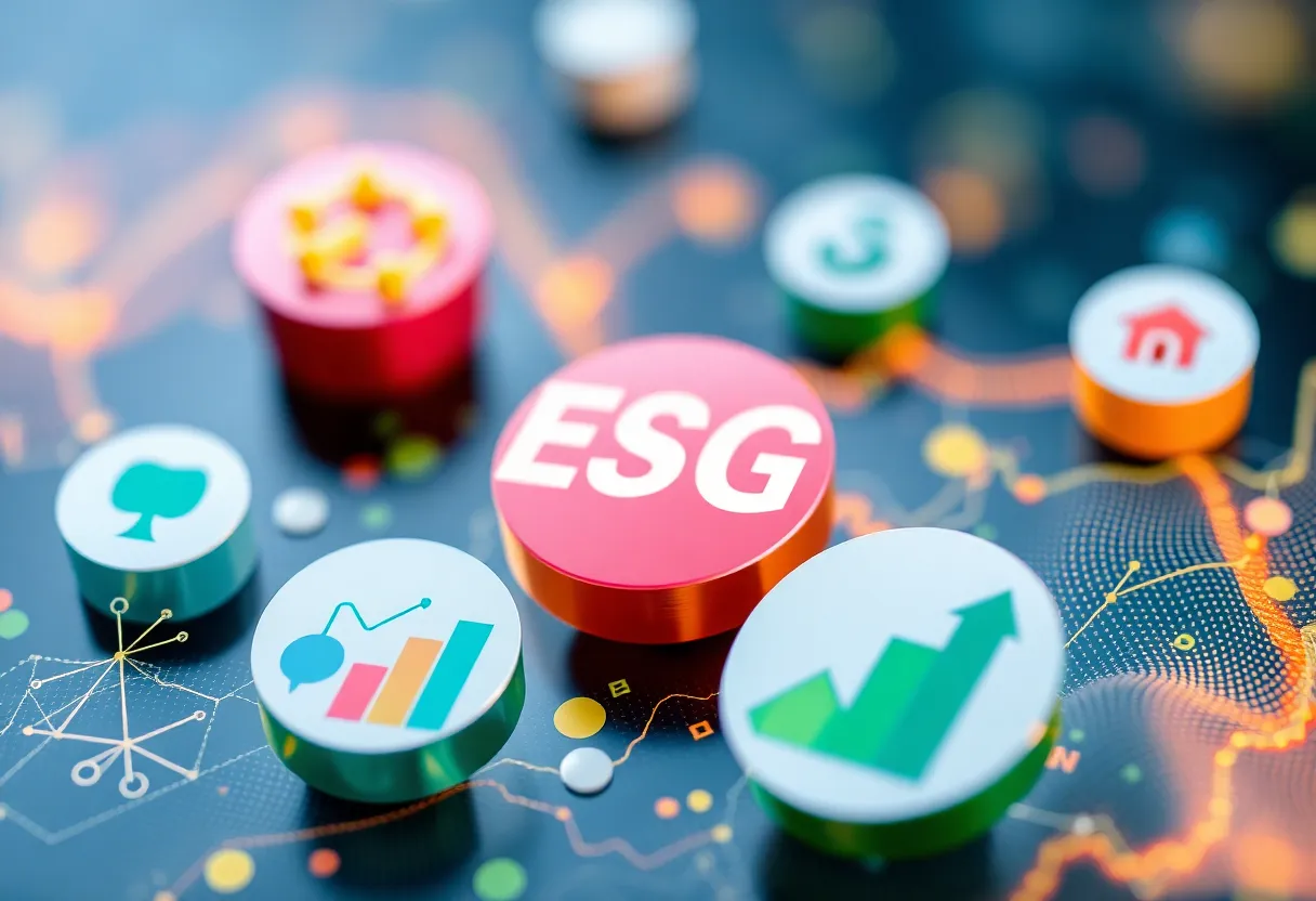 Abstract artwork representing ESG score analysis in investment portfolios