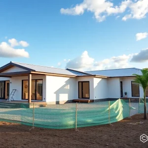 Modular construction site in Southwest Florida with green materials.